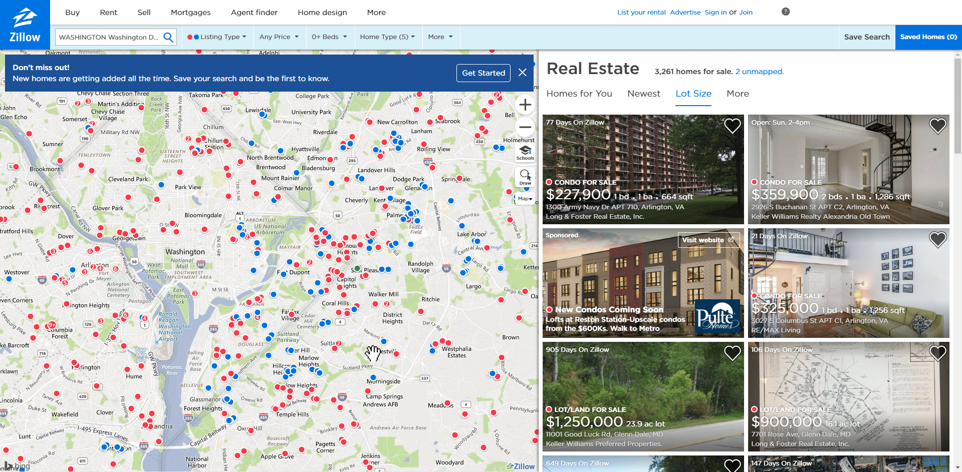 Interactive map on Zillow