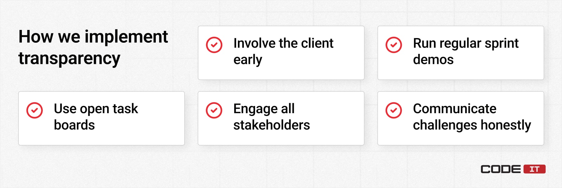 How implement transparency in software development
