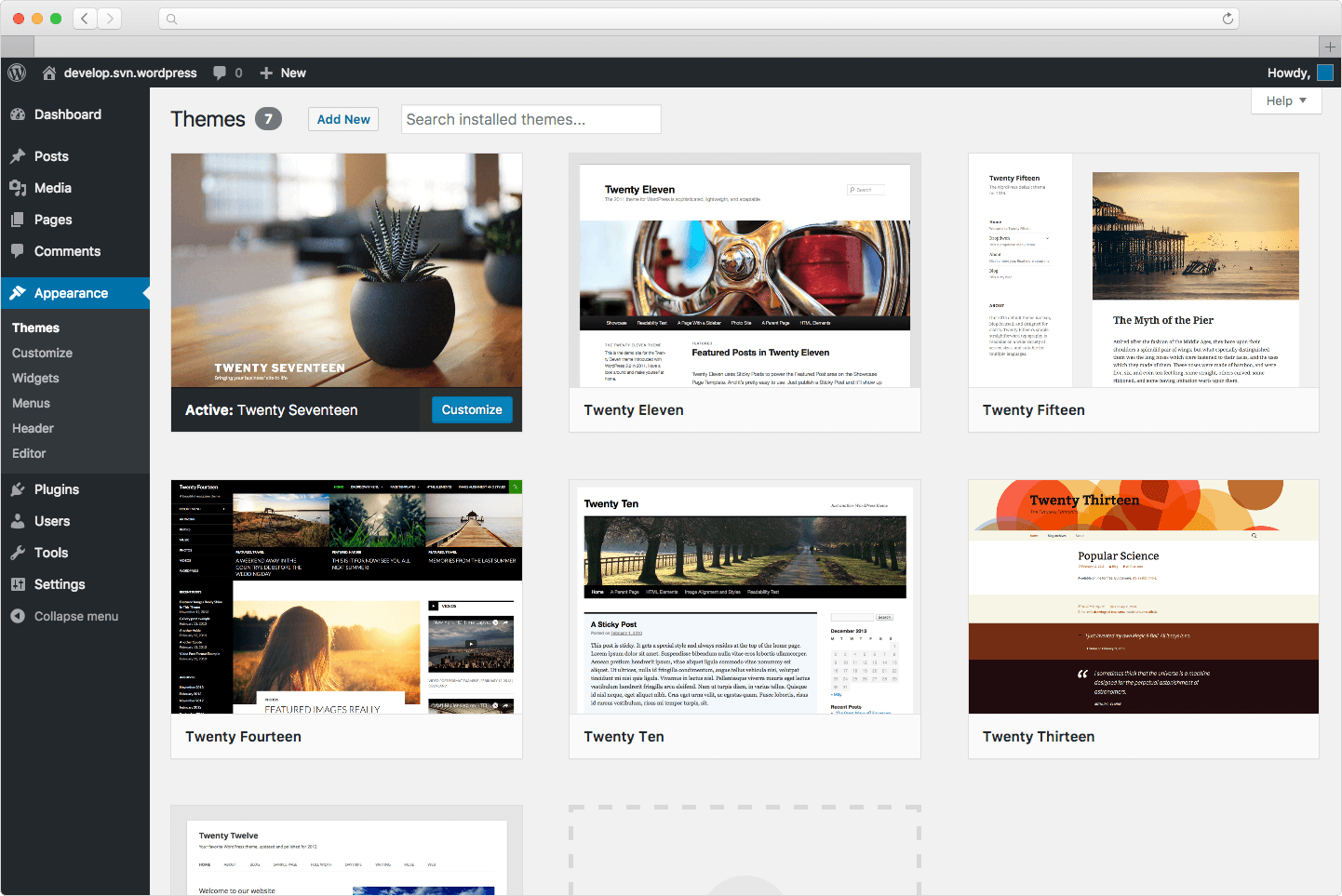 Wordpress Dashboard